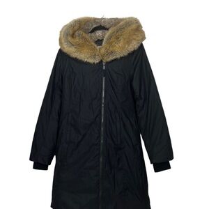 Women's Babaton 100% Down Black Coat with Faux Fur Trim
